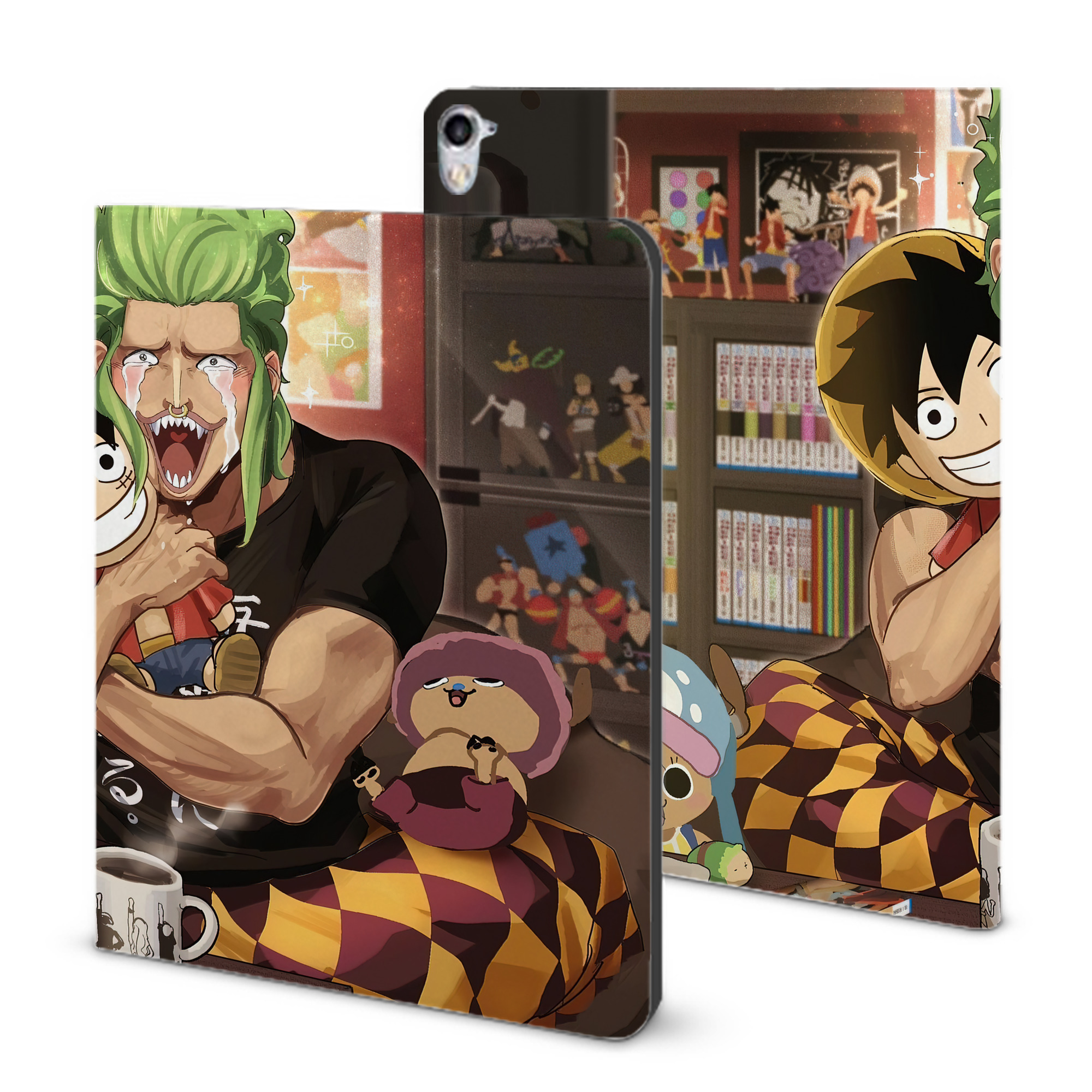 （画像用） ワンピース ONE PIECE IPad ケース ブック型 PUレザー TPU 耐衝撃 軽量 薄型 ペン収納なし 全面保護 IPad 各モデル対応